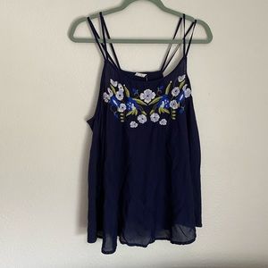 Cotton floral embroidered top